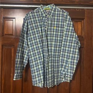 Cinch Men's Navy and Green Plaid Button Down Shirt